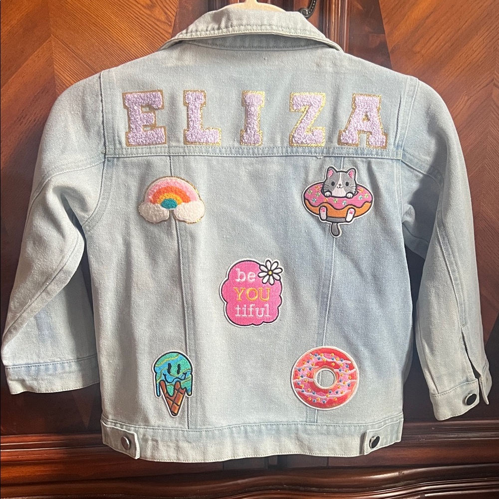 Light Blue Denim Kids Jacket Personalized ELIZA